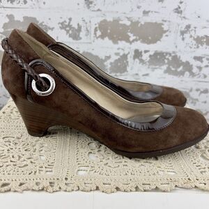 Sperry Heels Womens‎ 8 M Pumps Wedge Slip On 9500762 Chocolate Leather Round Toe